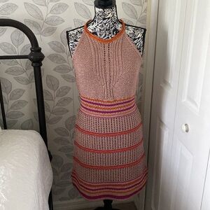 Boston Proper knit metallic halter dress